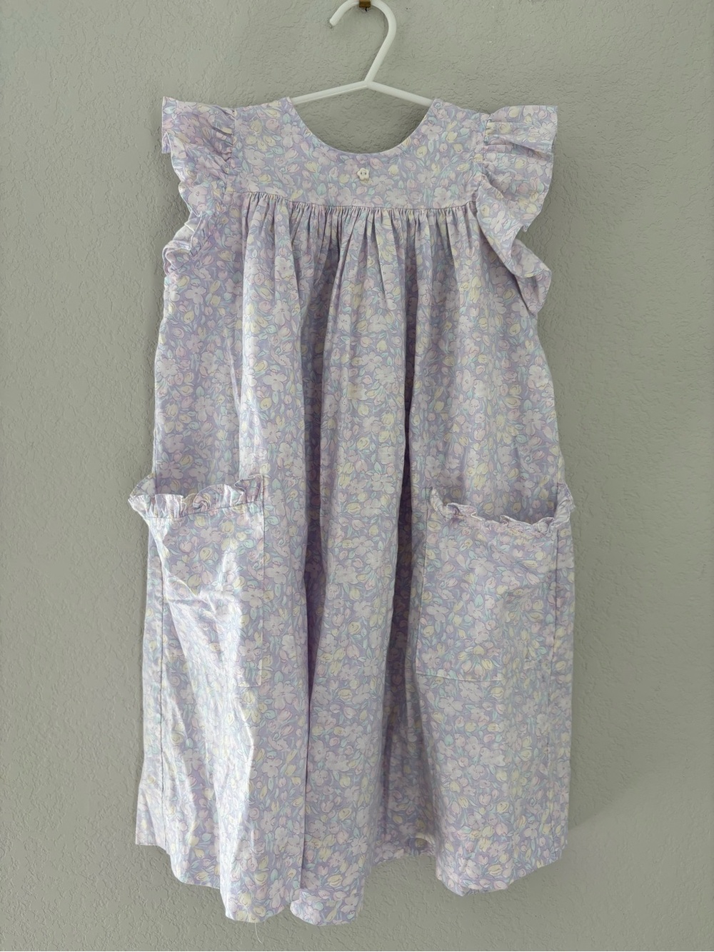 SIMI Vintage Girls Sun Dress Cotton 90's Ruffle Sleeve Spring Flowers Size 4